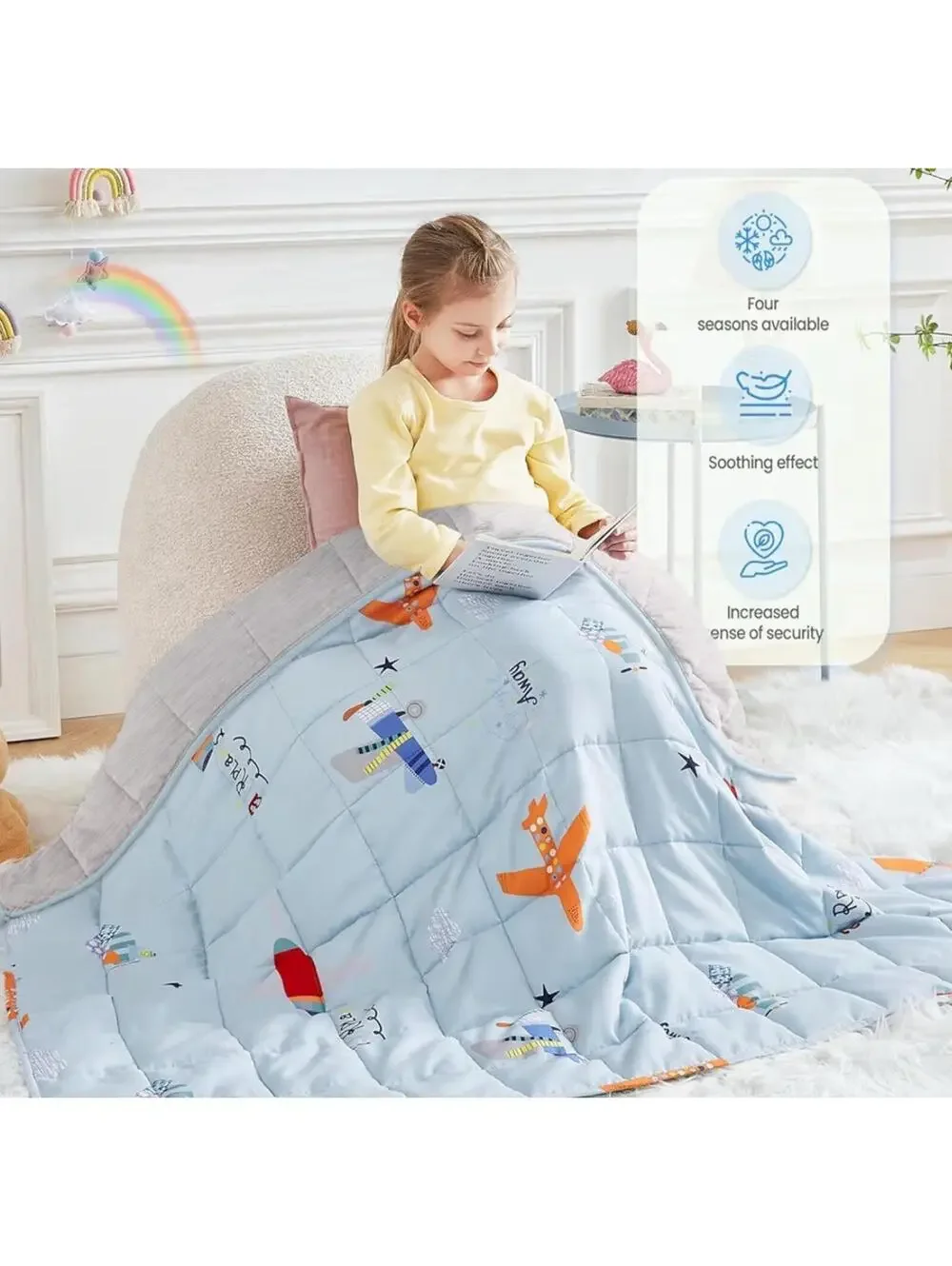 Weighted Blanket - Weighted Blanket 5 lbs Blue Airplane Heavy Blanket 36x48”
